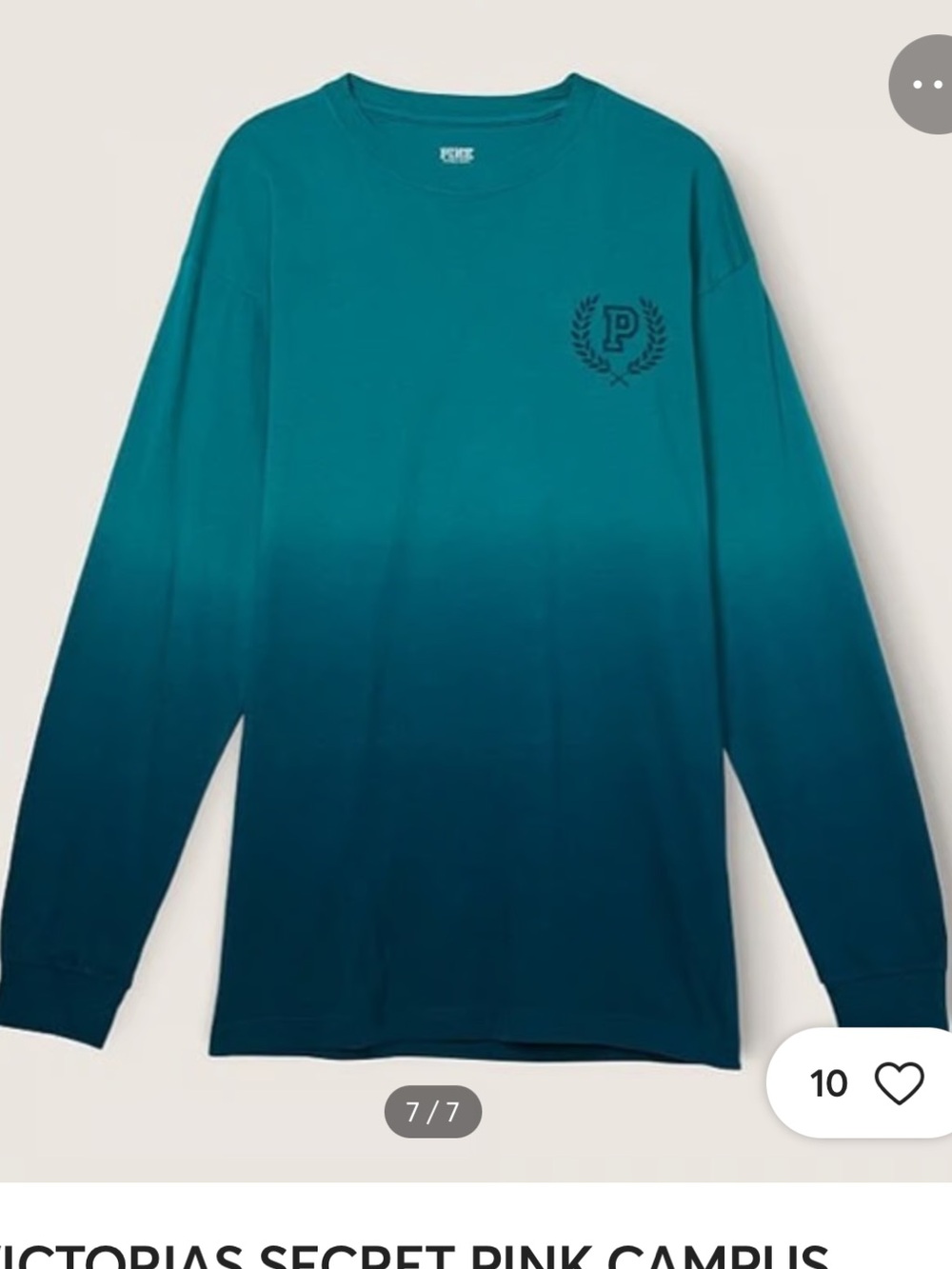 PINK Victoria's Secret Teal Crewneck Long Sleeve Tee